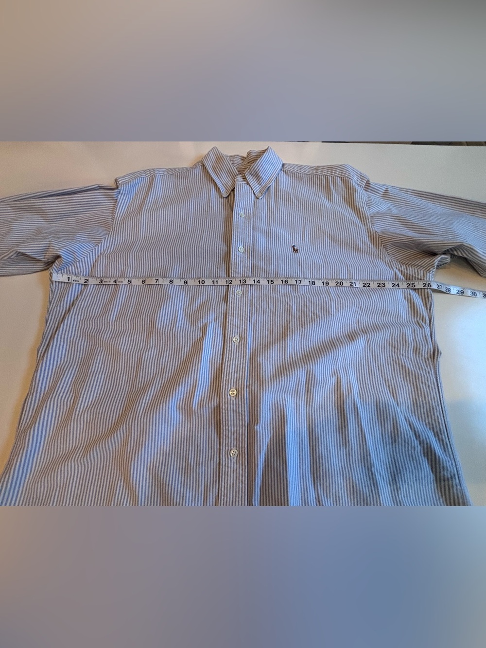 Ralph Lauren Blue and White Striped Button-Down, Vintage Blake, Men’s Large - Picture 8 of 15